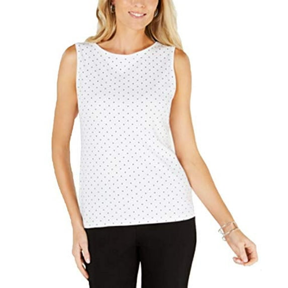 Dotted Boat-Neck Shell Bright White S