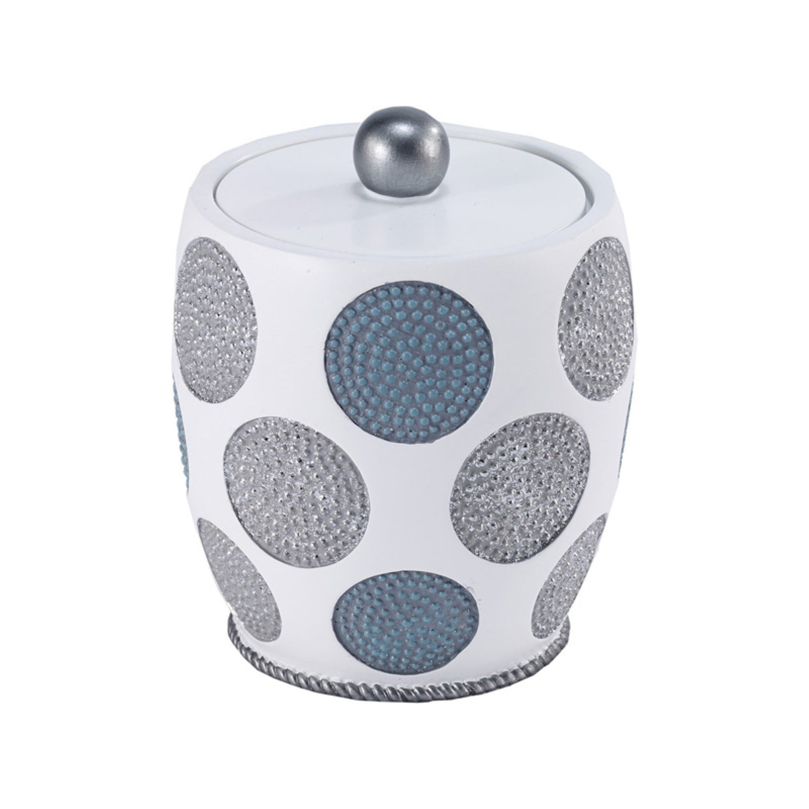 White and Blue Resin Dotted Circles Lidded Jar