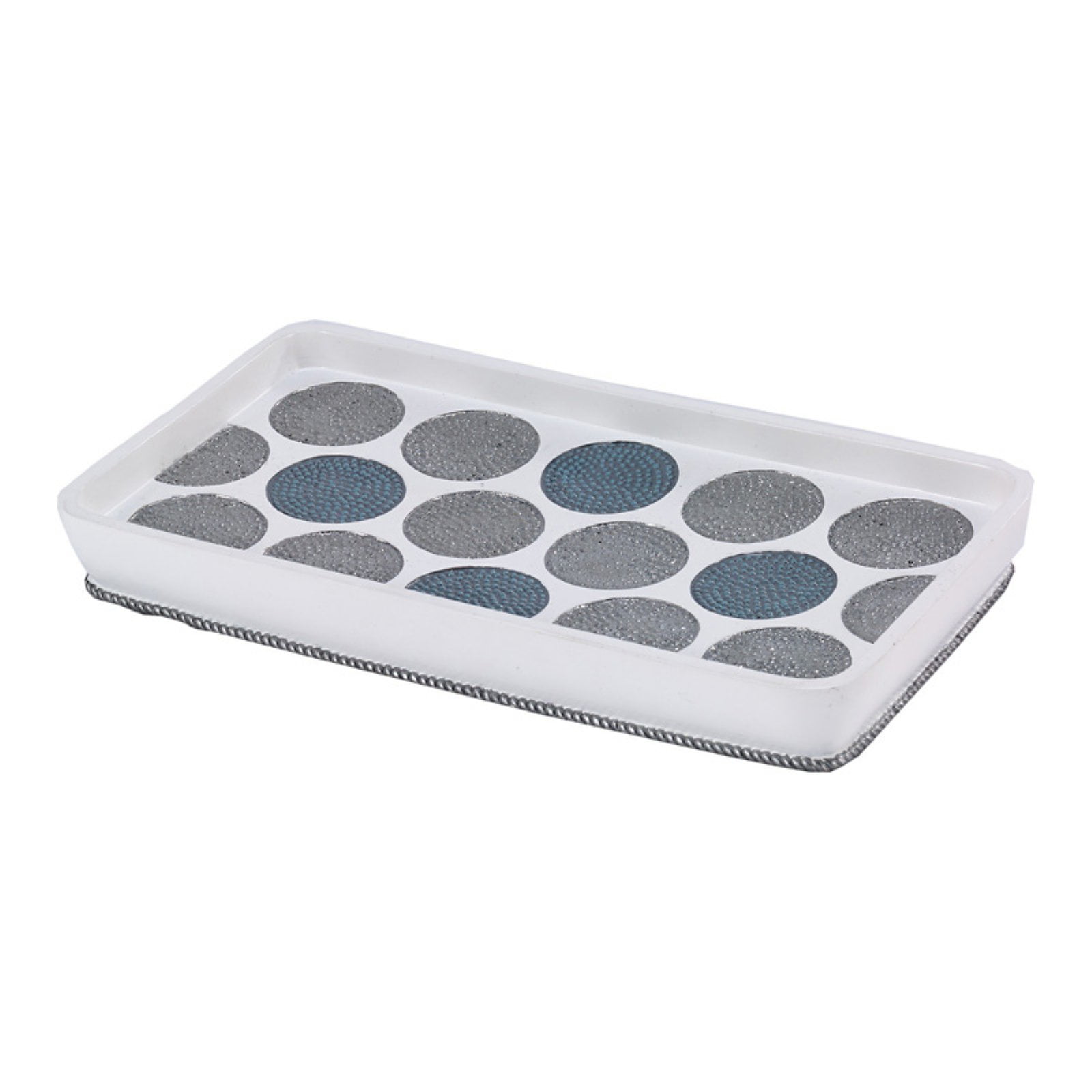 White and Blue Resin Dotted Circles Vanity Tray