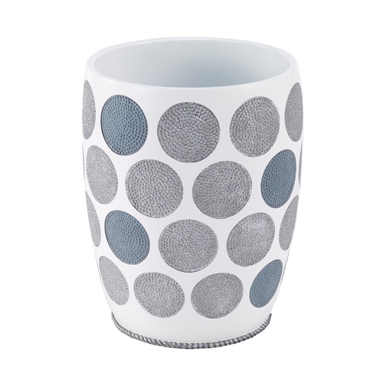 White and Gray Dotted Circles Resin Waste Basket