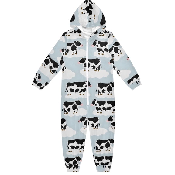 Dotted Cow Art One Piece Pajamas Soft Jumpsuit Cozy Sleep and Play Romper Zipper and Pockets 4T