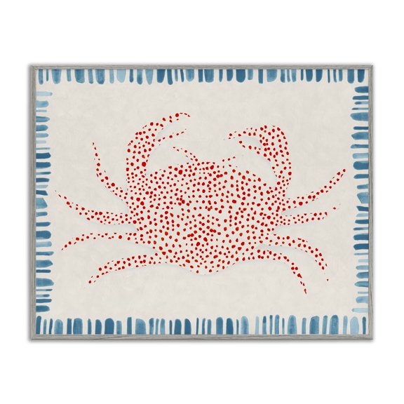 Stupell Industries Dotted Depths Crab Gray Framed Giclee Art, design by Hannah Dawson, 11 x 14