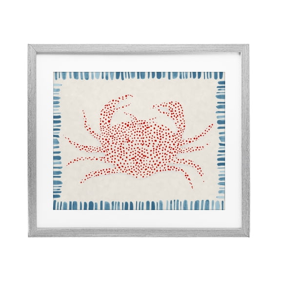 Stupell Industries Dotted Depths Crab Gray Framed Print Under Glass, design by Hannah Dawson, 17 x 21