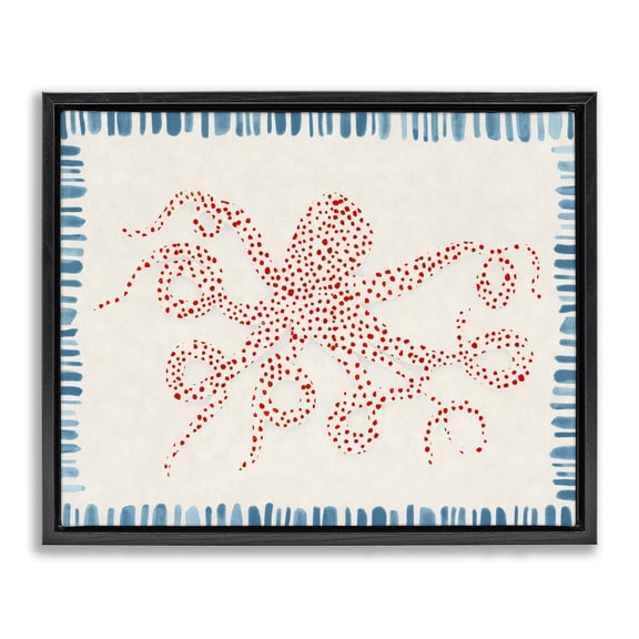 Stupell Industries Dotted Depths Octopus Black Framed Floater Canvas Wall Art, design by Hannah Dawson, 17 x 21