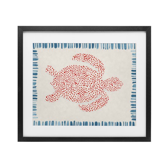 Stupell Industries Dotted Depths Turtle Black Framed Print Under Glass, design by Hannah Dawson, 13 x 16