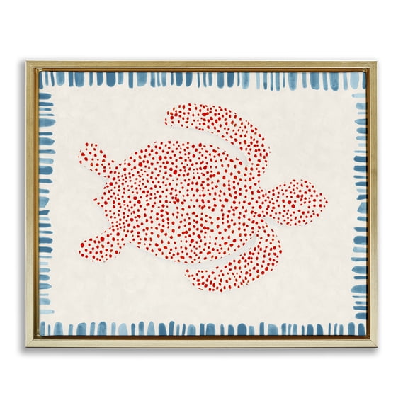 Stupell Industries Dotted Depths Turtle Gold Framed Floater Canvas Wall Art, design by Hannah Dawson, 25 x 31