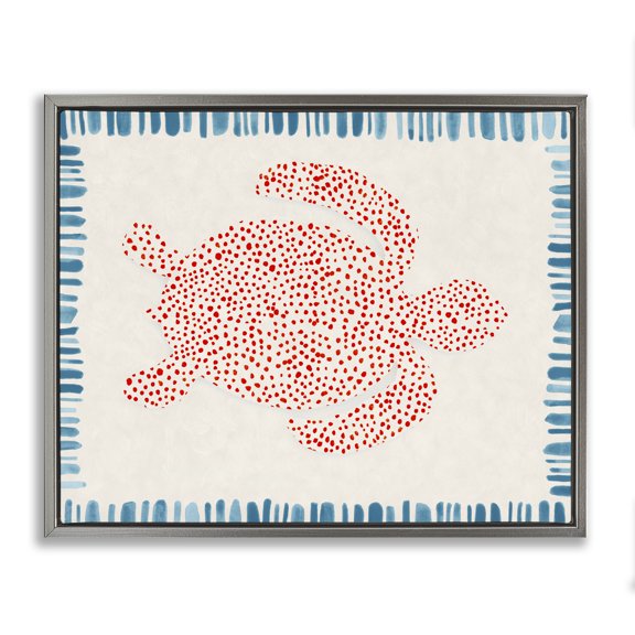 Stupell Industries Dotted Depths Turtle Gray Framed Floater Canvas Wall Art, design by Hannah Dawson, 25 x 31