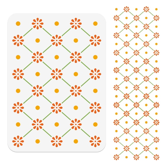 Dotted Diamond Flower Stencil for Painting 11.69"x8.27" Splicing Stencil Drawing Template Dot Line Floral DIY Craft Paint Template