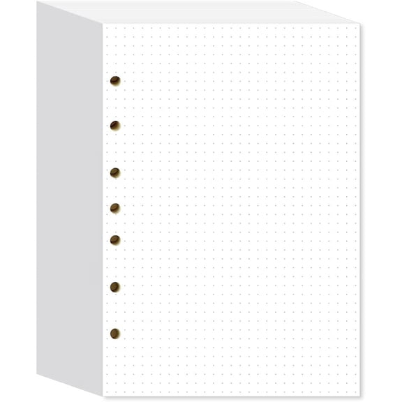 Dotted Filler Paper Pack of 300 Sheets, 7 Hole Punched 5 1/2 x 8 1/2 Inches, Fit 3 or 7 Ring Mini Binders