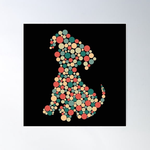 Dotted - Funky - Trendy Dog Pattern Poster Wall Art, Modern Wall Decor For Living Room Bedroom, 24x24 UNFRAMED