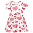 thumbnail image 1 of Dotted Heart Pattern Girls Short Sleeve Dress A Line Sun Protection Breathable Comfort Sundress 3T, 1 of 8