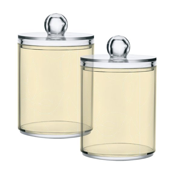 Dotted Hexagons Cotton Swabs Cans Translucent Plastic Canisters Dustproof Lid for Bathroom Storage