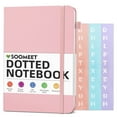 thumbnail image 1 of Dotted Journal Bullet Notebooks with Pen Loop, Welan A6 Hardcover Leather Notebook, 100Gsm Premium Thick Paper with Inner Pocket, Stickers - Pink, 1 of 8