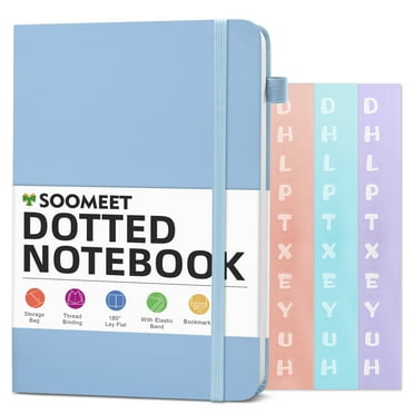 Dotted Journal Bullet Notebooks with Pen Loop, Hardcover A6 PU Leather Notebook, 100Gsm Premium Thick Paper with Inner Pocket, Stickers