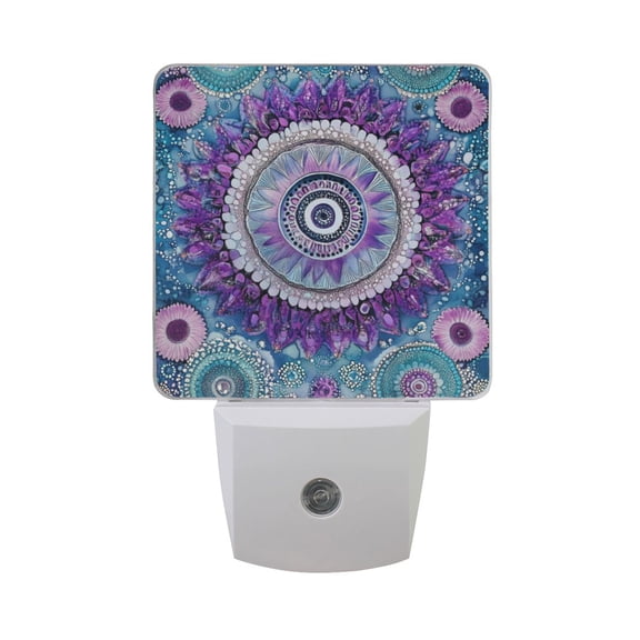 Dotted Mandala Flowers LED Night Light with Smart Sensor Plug Into Wall Dusk to Dawn 2 packs