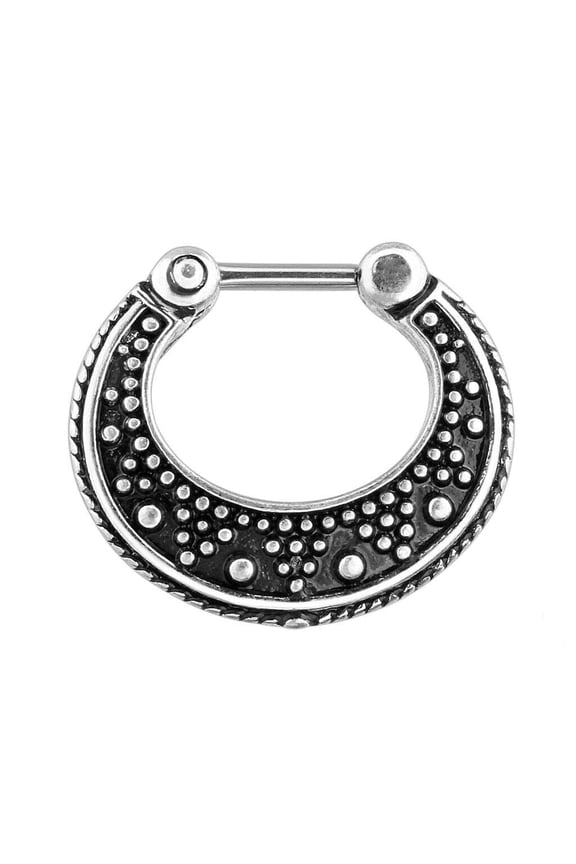 Dotted Pattern Two Tone 316L Surgical Steel Septum Clicker Ring 16G
