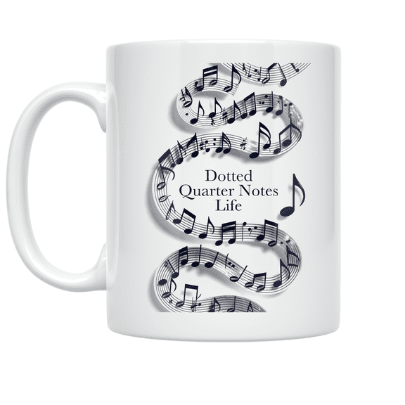 Dotted Quarter Notes Life Design - Music Enthusiast - 11 oz Ceramic Coffee Mug