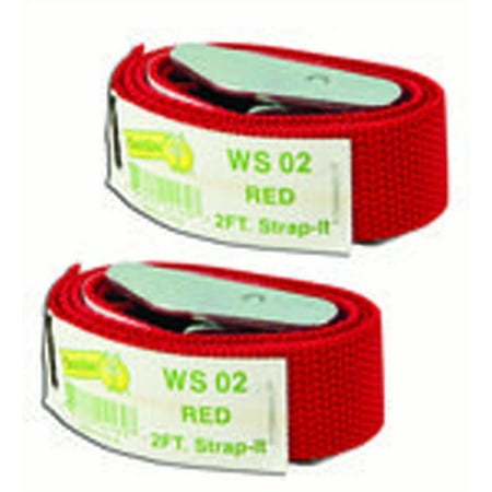 Dottie 2WS02 Web Straps w/ Buckle, 2', Nylon, Red, 2-Pack