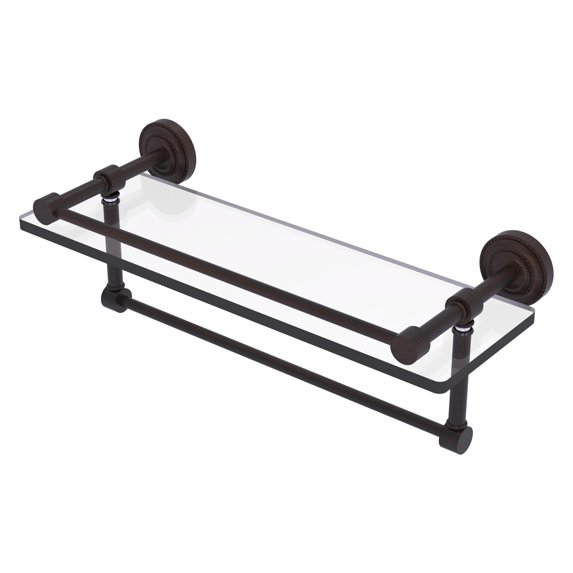 Dottingham 16-in Gallery Glass Shelf with Towel Bar in Venetian Bronze
