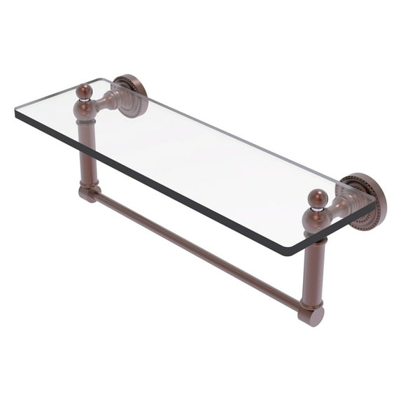 Dottingham 16-in Glass Vanity Shelf with Integrated Towel Bar in Antique Copper