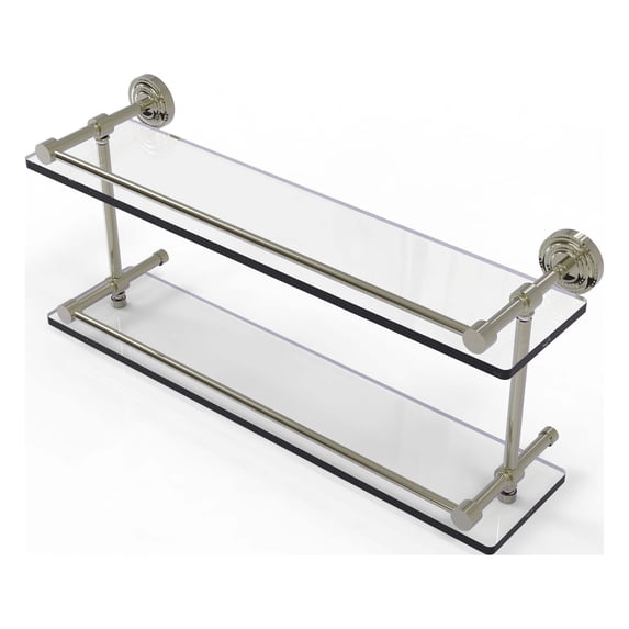 Dottingham 22-in Double Glass Shelf with Gallery Rail in Polished Nickel