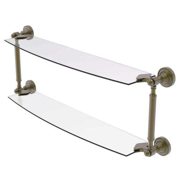 Dottingham Collection 18-in Two Tiered Glass Shelf in Antique Brass
