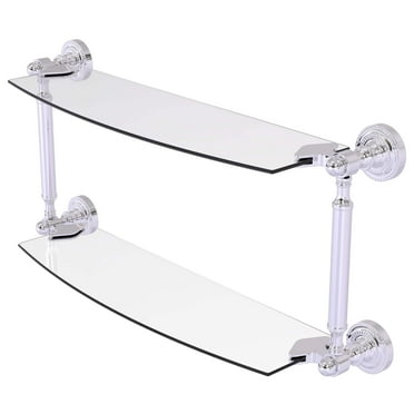Dottingham Collection 18-in Two Tiered Glass Shelf in Polished Chrome