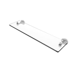 Remi Collection 16 in. Glass Vanity Shelf with Gallery Rail in Satin Nickel Remi Collection 16 in. Glass Vanity Shelf with Gallery Rail in Satin Nickel