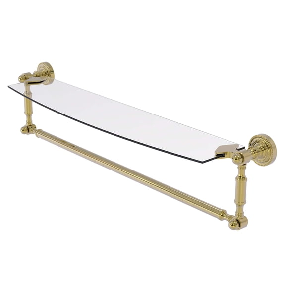 Dottingham Collection Glass Vanity Shelf with Integrated Towel Bar - Unlacquered Brass / 24 Inch
