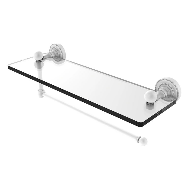 Prestige Que New 16 in. L x 5 in. H x 5 in. W Paper Towel Holder with Gallery Clear Glass Shelf in Polished Chrome Prestige Que New 16 in. L x 5 in. H x 5 in. W Paper Towel Holder with Gallery Clear Glass Shelf in Polished Chrome