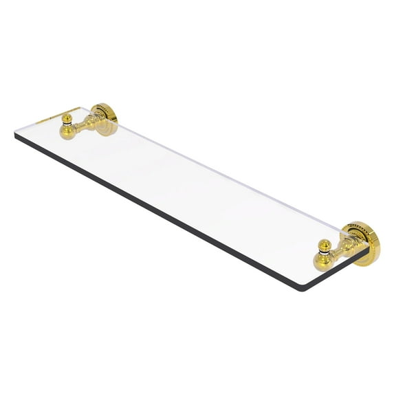Dottingham Collection Single Glass Shelf - Polished Brass / 22 Inch