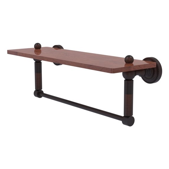 Dottingham Collection Solid IPE Ironwood Shelf with Integrated Towel Bar - Venetian Bronze / 16 Inch