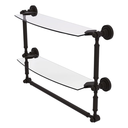 Dottingham Collection Two Tiered Glass Shelf with Integrated Towel Bar - Oil Rubbed Bronze / 18 Inch