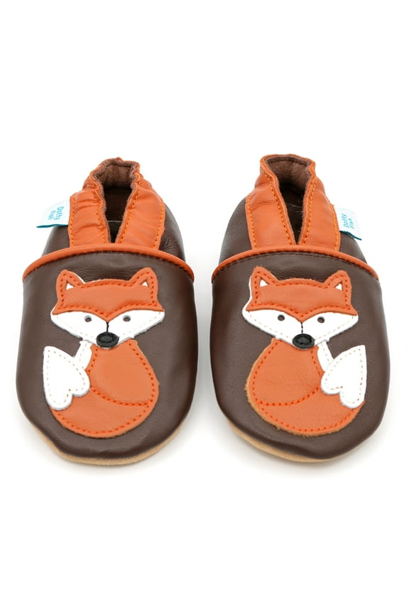 Soft Sole Leather Early Walker Shoes - Orange Fox - 12-18 Months