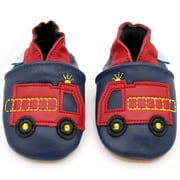 Dotty Fish Soft Sole Leather Early Walker Shoes - Red Fire Engine - 6-12 Months