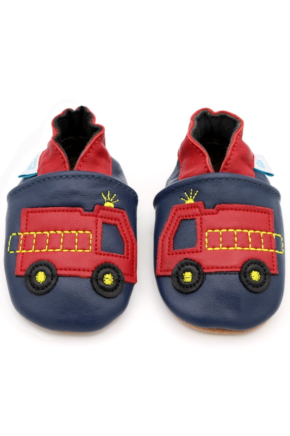 Soft Sole Leather Early Walker Shoes - Red Fire Engine - 6-12 Months