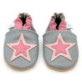 thumbnail image 1 of Dotty Fish Soft Sole Leather Toddler Shoes - Grey and Pink Star - 12-18 Months, 1 of 6
