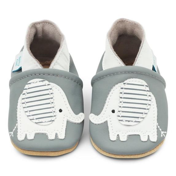 Dotty Fish Soft Sole Leather Toddler Shoes - Little Grey Elephant - 12-18 Months