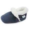 thumbnail image 1 of Dotty Fish Toddler Suede Slippers - Non-Slip, Soft Fleece-Lined –  Navy Blue, 18-24 Months, 1 of 6