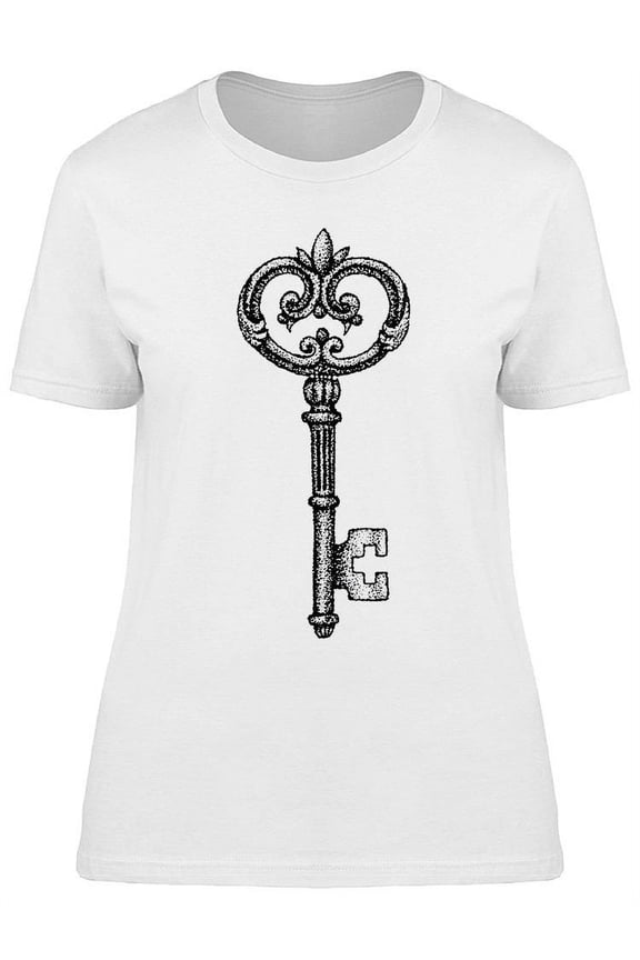 Dotwork Ancient Key T-Shirt Women -Image by Shutterstock, Female Medium
