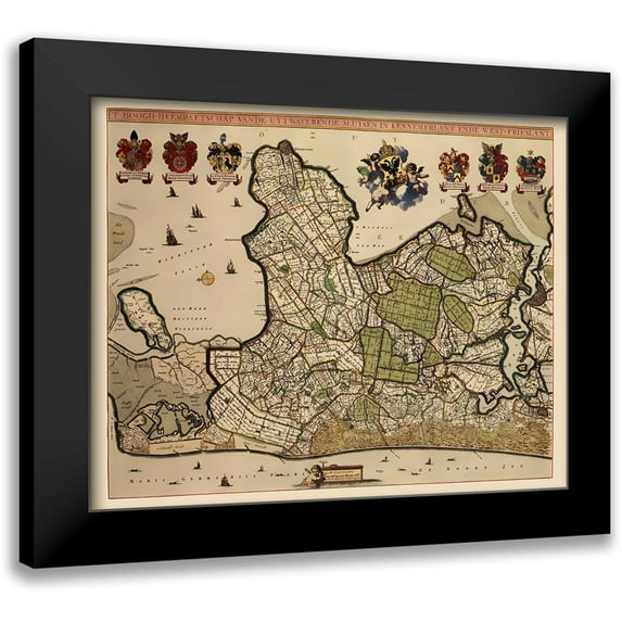 Dou 24x20 Black Modern Framed Museum Art Print Titled - Kennemerland West Friesland Netherlands - Dou 1682