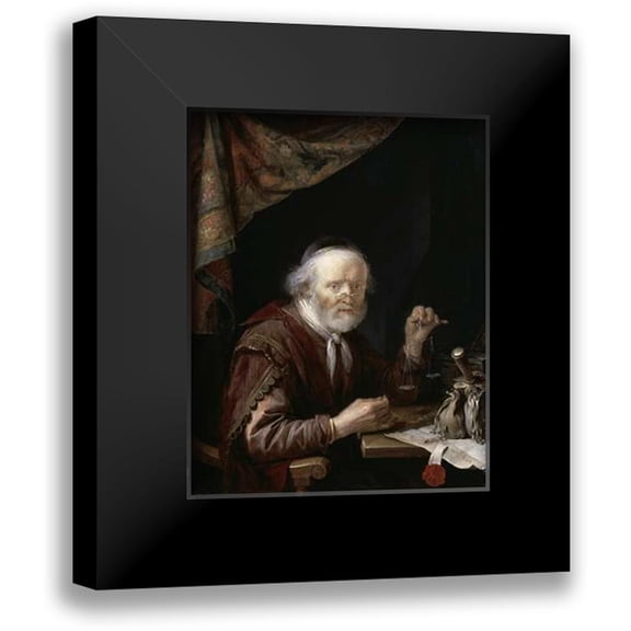 Dou, Gerrit 12x14 Black Modern Framed Museum Art Print Titled - Le Peseur DOr