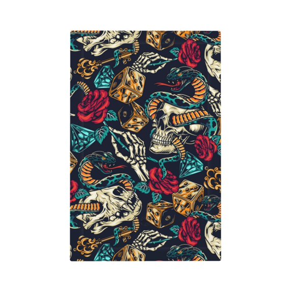 DouZhe 1-Gang Blank Wallplate, Vintage Skull Snake Flower Decorative Wall Plates