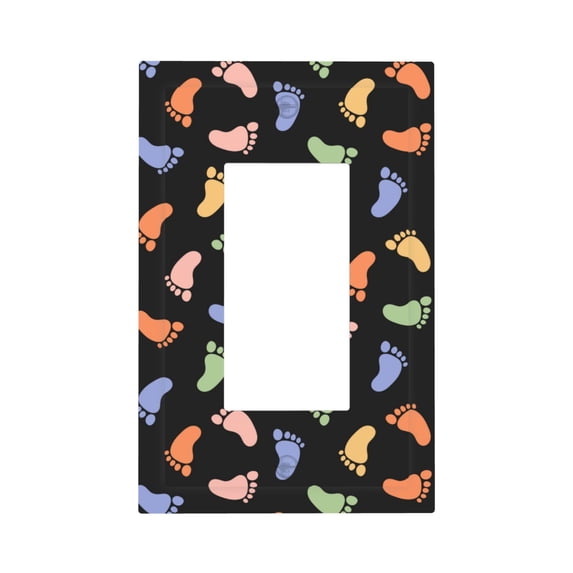 DouZhe 1-Gang Decorator/Rocker Wallplate, Cartoon Colorful Footprint Decorative Wall Plates