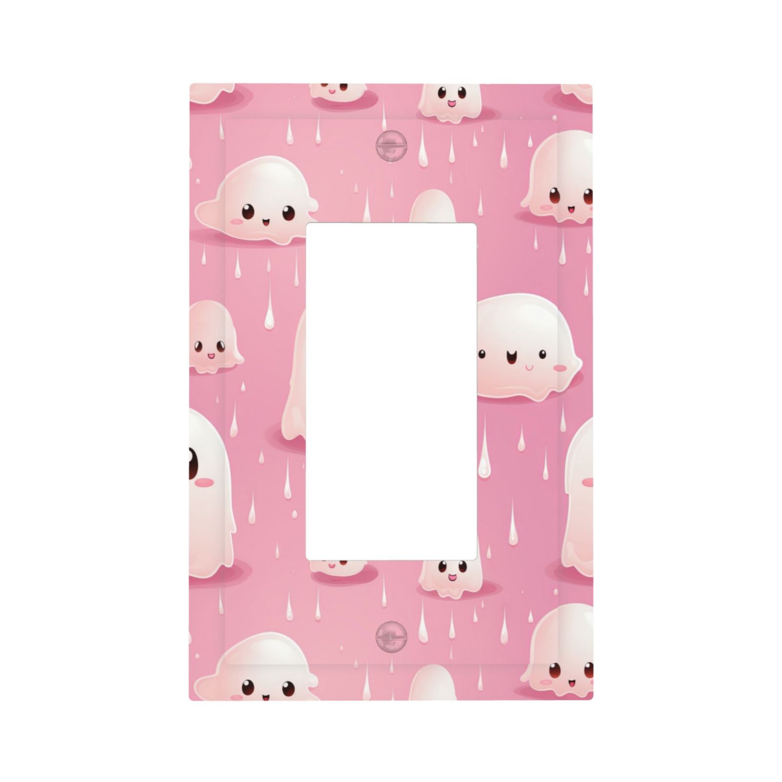 Cute Ghost Rocker Sign DouZhe 1-Gang Decorator/Rocker Wallplate, Cute Pink Ghosts Decorative ...