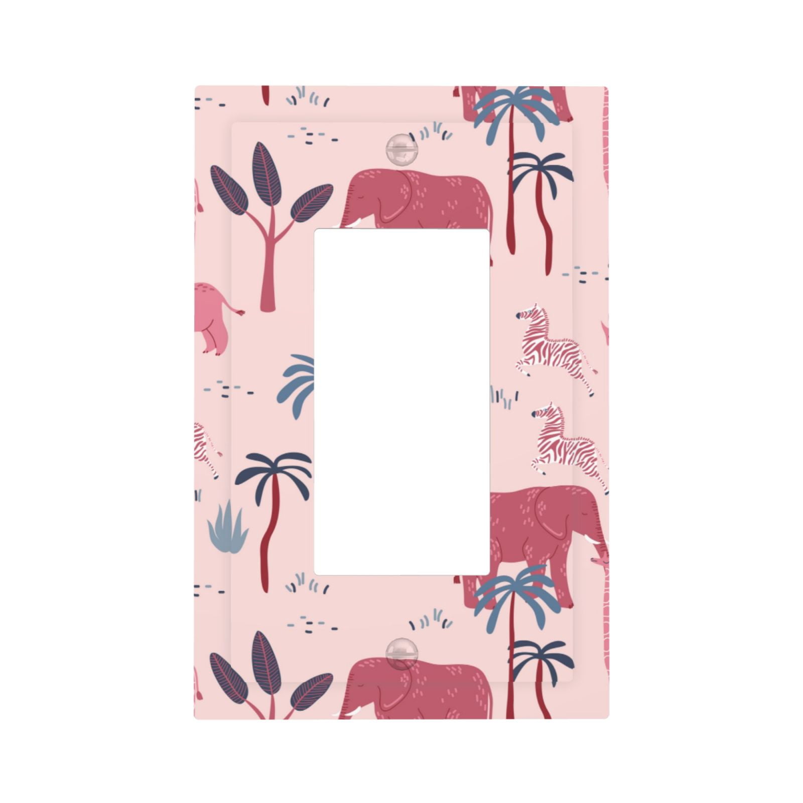 DouZhe 1-Gang Decorator/Rocker Wallplate, Pink Zebra Giraffe Animals ...