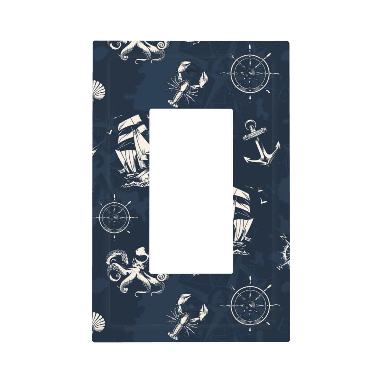 Art Plates 1 Gang Toggle Wall Plate - Wine By The Ocean Design, High-Gloss Metal, Made In USA