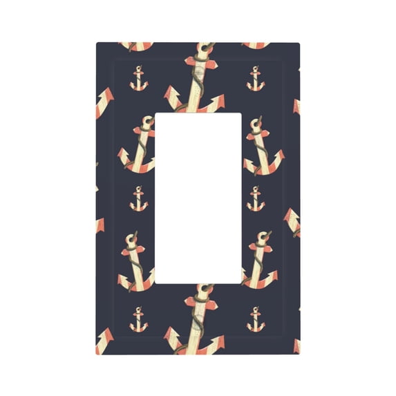 DouZhe 1-Gang Decorator/Rocker Wallplate, Watercolor Anchors Nautical Decorative Wall Plates