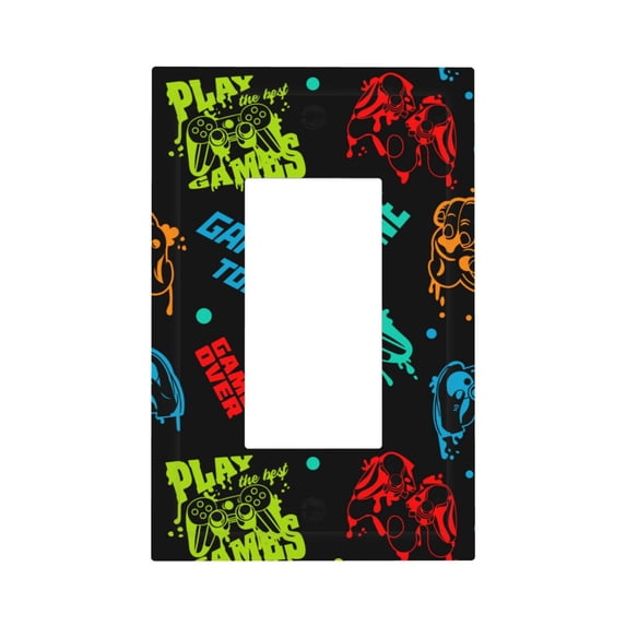 DouZhe 1-Gang Decorator/Rocker Wallplate, Watercolor Game Zone Decorative Wall Plates