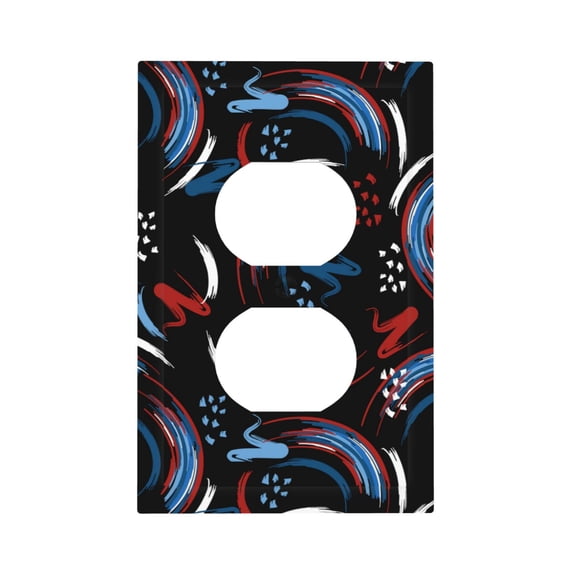 DouZhe 1-Gang Duplex Outlet Cover, Colorful Brushes Strokes Decorative Wall Plates